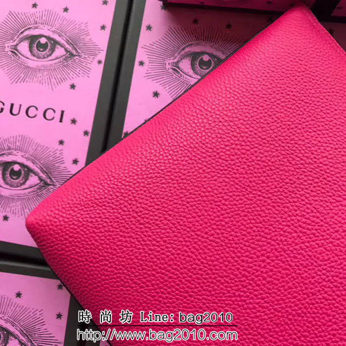 GUCCI古馳 歐洲正品原單 2018早春新款 絲印標緻手包 500981 桃紅全皮 WTG1584